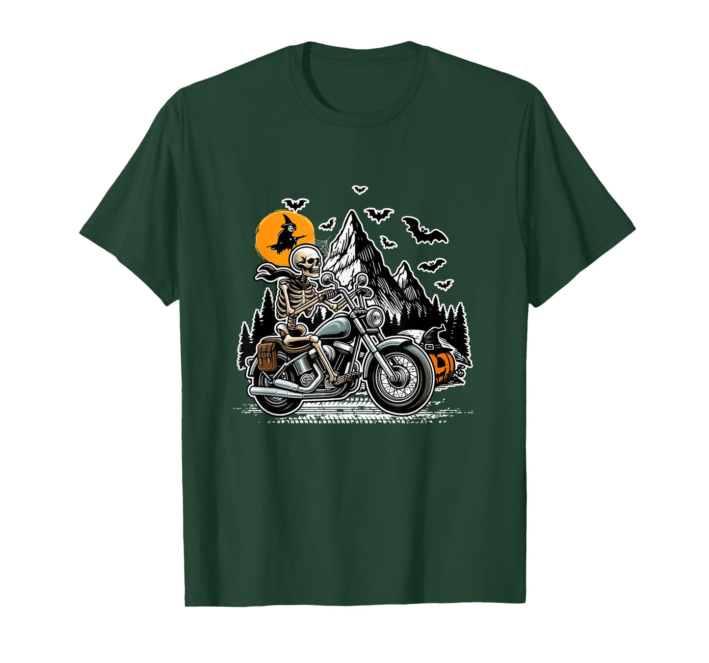 Skeleton Riding Motorcycle Halloween Costume Biker Lover T-Shirt
