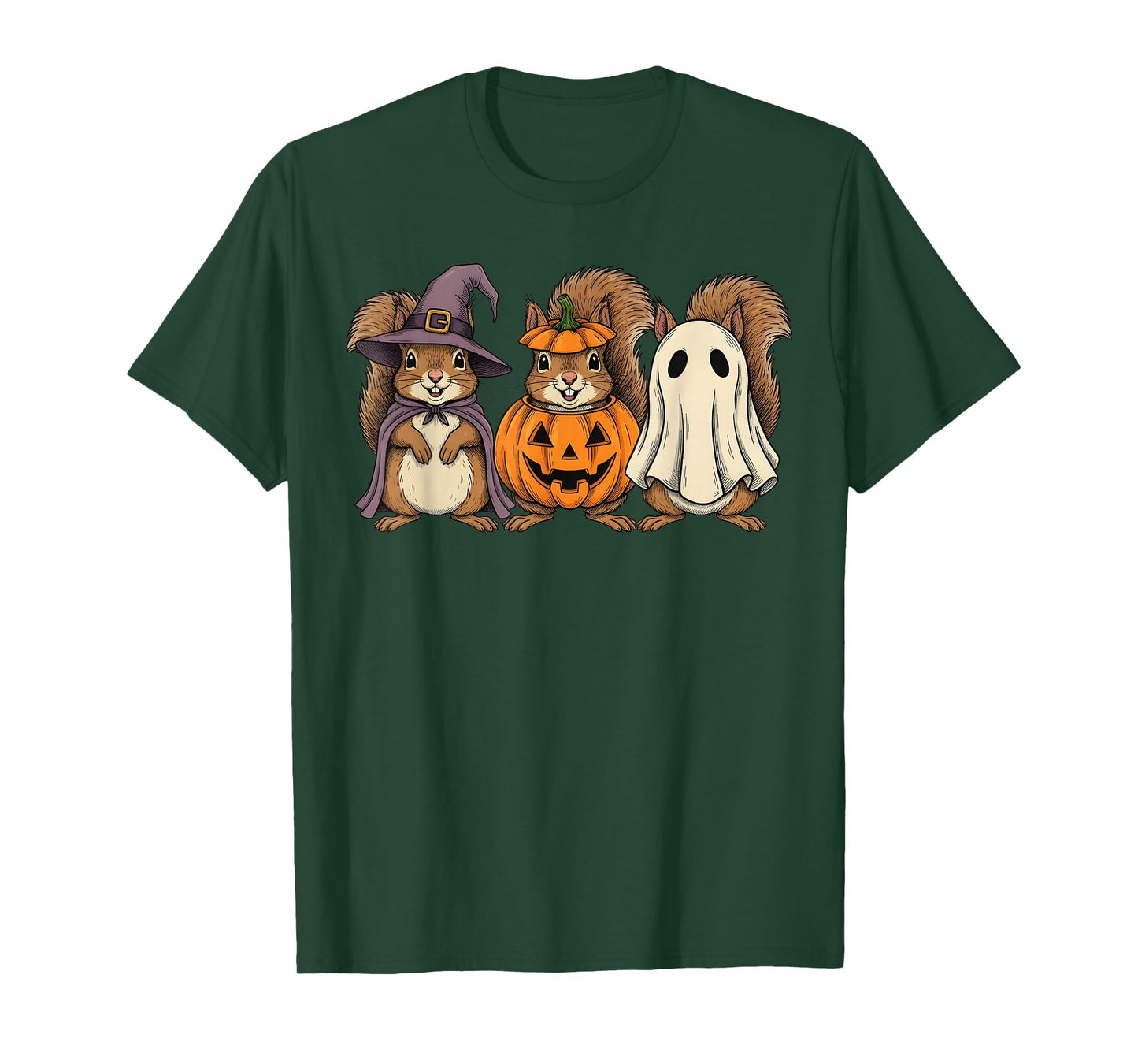 Spooky Ghost Squirrel Lover Pumpkin Halloween T-Shirt
