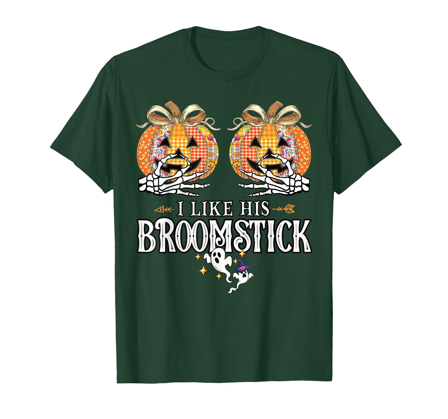 I Like His Broomstick He Likes My Pumpkins Couples Halloween T-Shirt