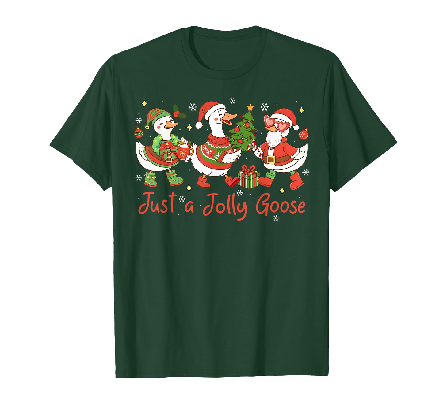 Just A Jolly Goose Santa Cute Bow Christmas Men Women Kid T-Shirt