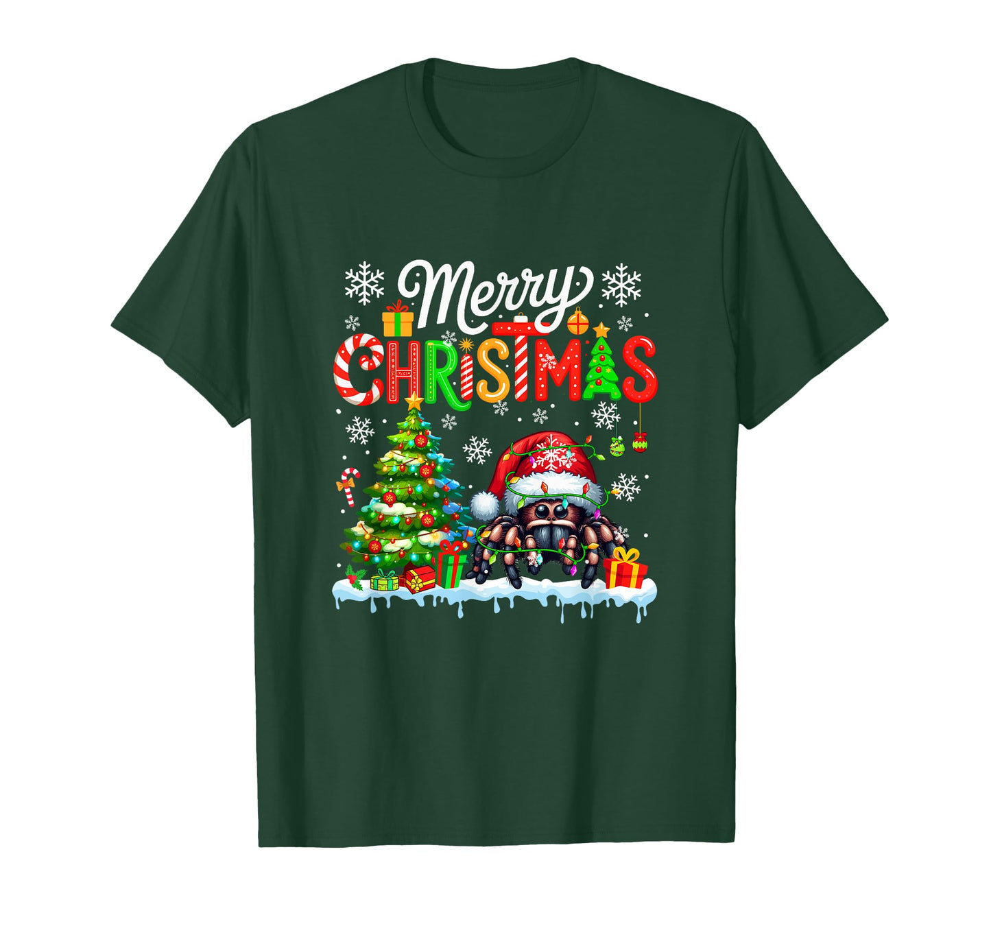 Merry Christmas Santa Spider Colorful Costume Kids Toddler T-Shirt