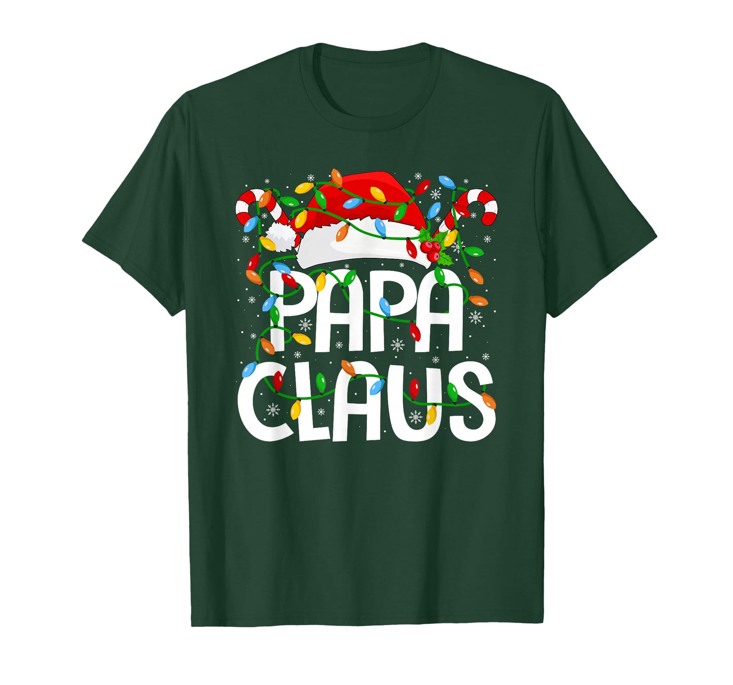 Papa Claus Xmas Lights Matching Family Santa Christmas T-Shirt