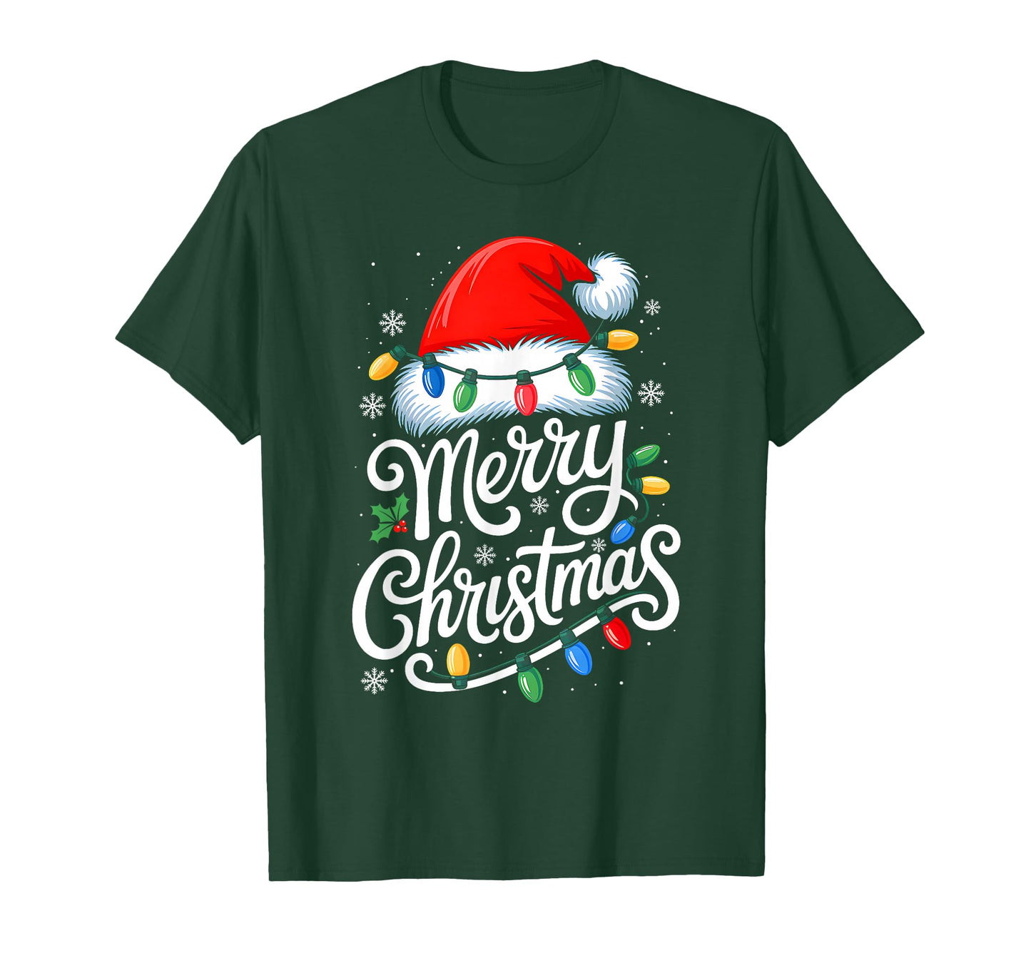 Merry Christmas Family Matching Red Santa Hat Xmas Pajamas T-Shirt