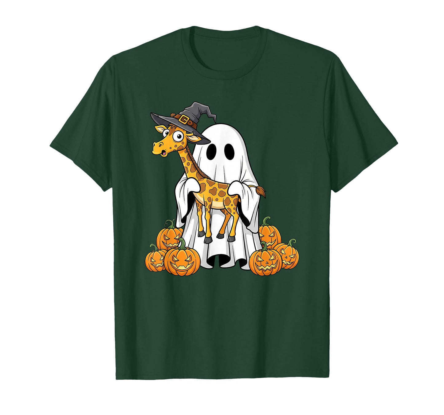 Funny Ghost Giraffe Pumpkin Halloween Kids Mens Womens T-Shirt
