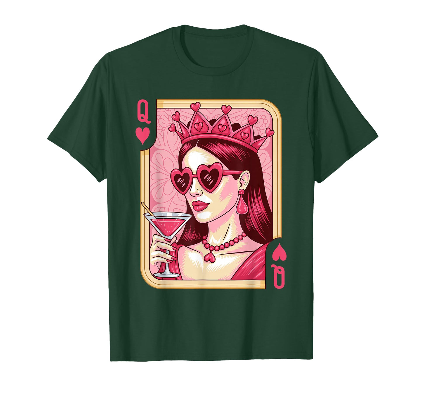 Queen of Hearts Witch Cocktail Vintage Playing Card T-Shirt
