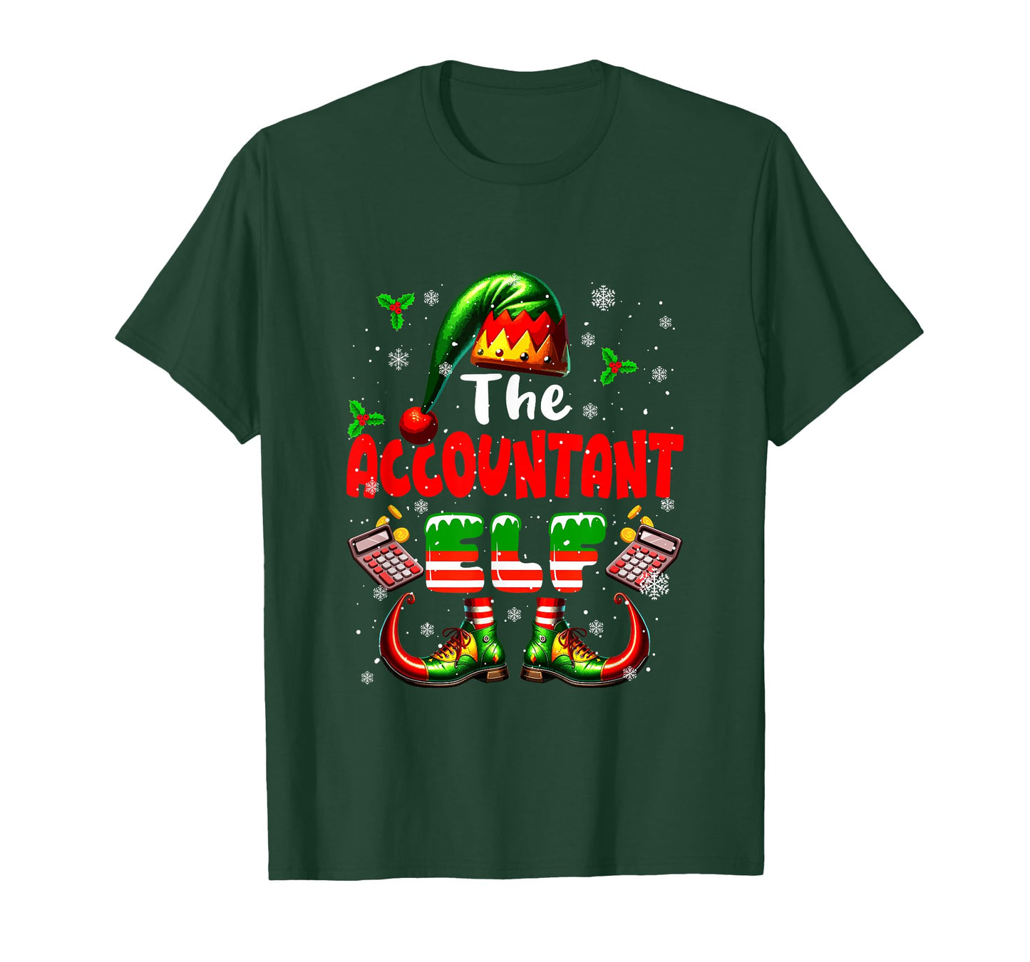 The Accountant Elf Christmas Funny Job Team Matching Parties T-Shirt