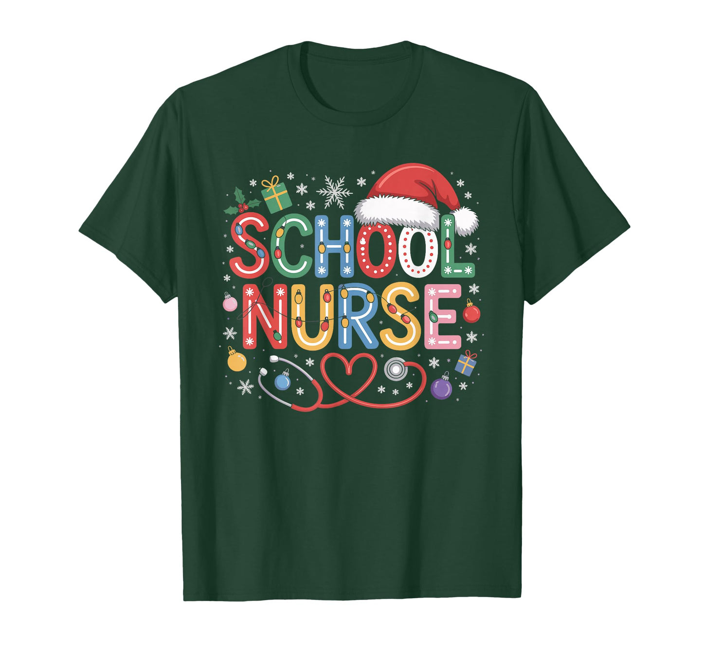 School Nurse Christmas Santa Cap Nursing Humor Xmas T-Shirt