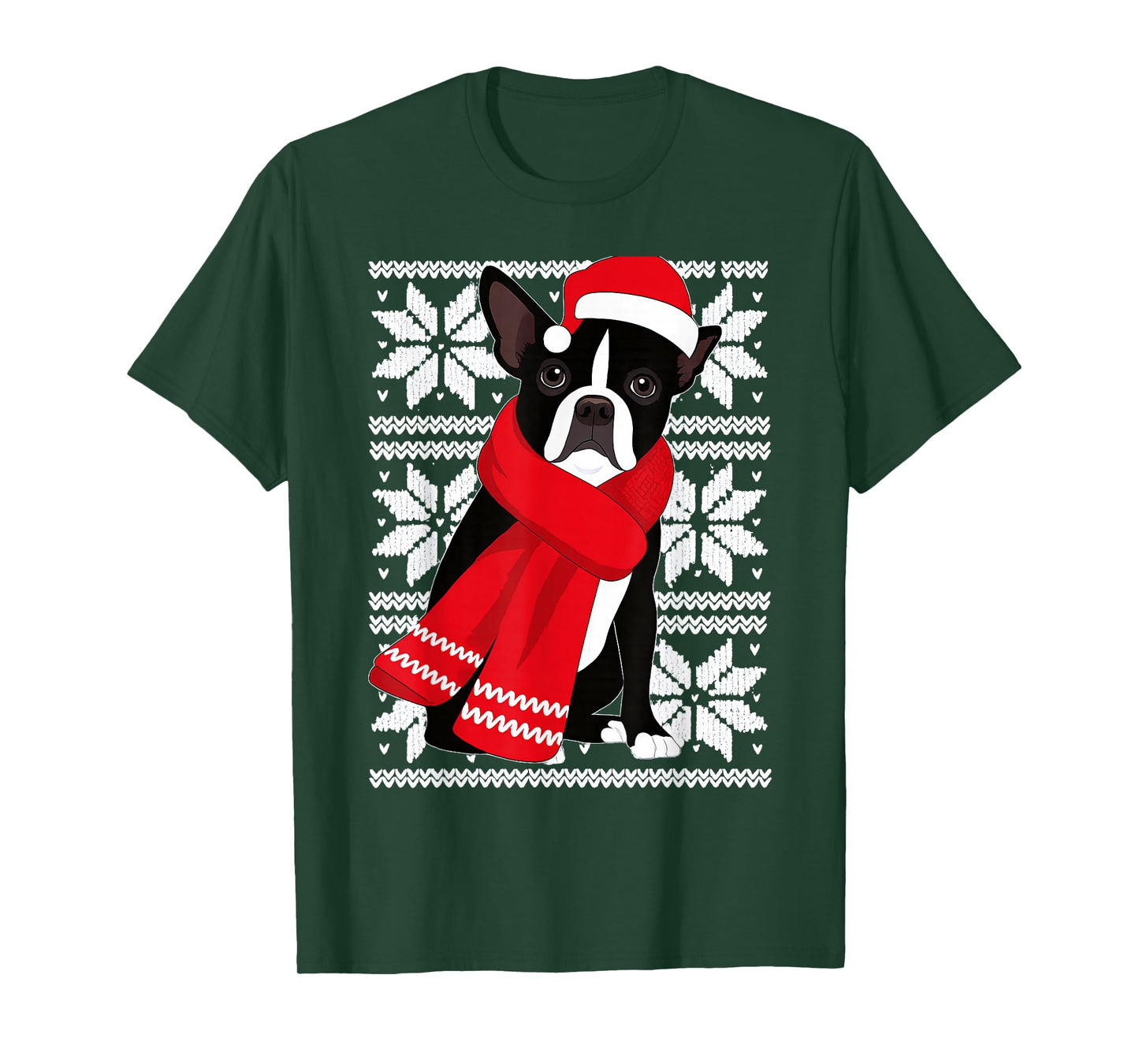 Boston Terrier Ugly Christmas Holiday Dog Lover T-Shirt