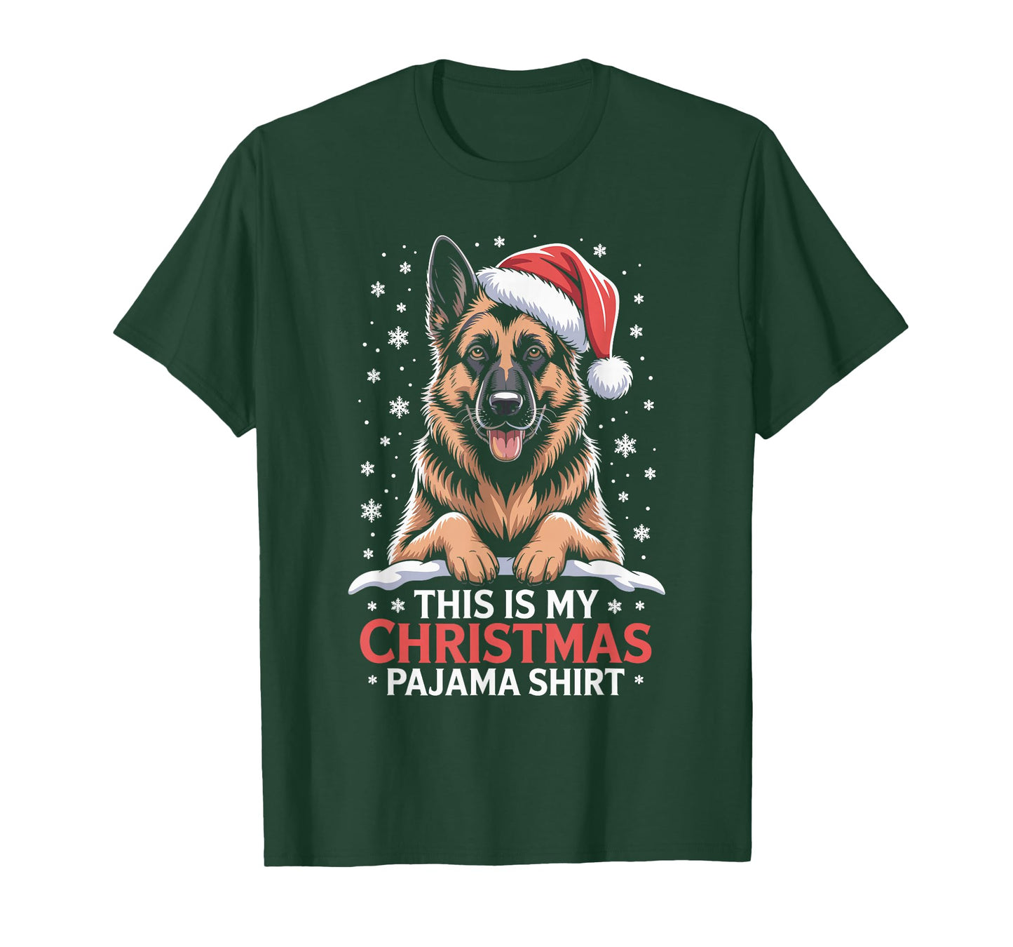 German Shepherd Santa Hat Christmas Dog Holiday Humor T-Shirt