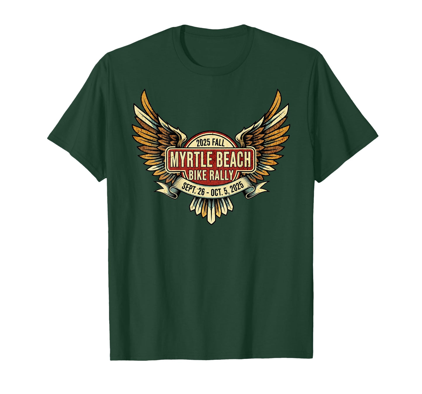 2025 Fall Myrtle Beach Bike Rally with Vintage Art ON Back T-Shirt