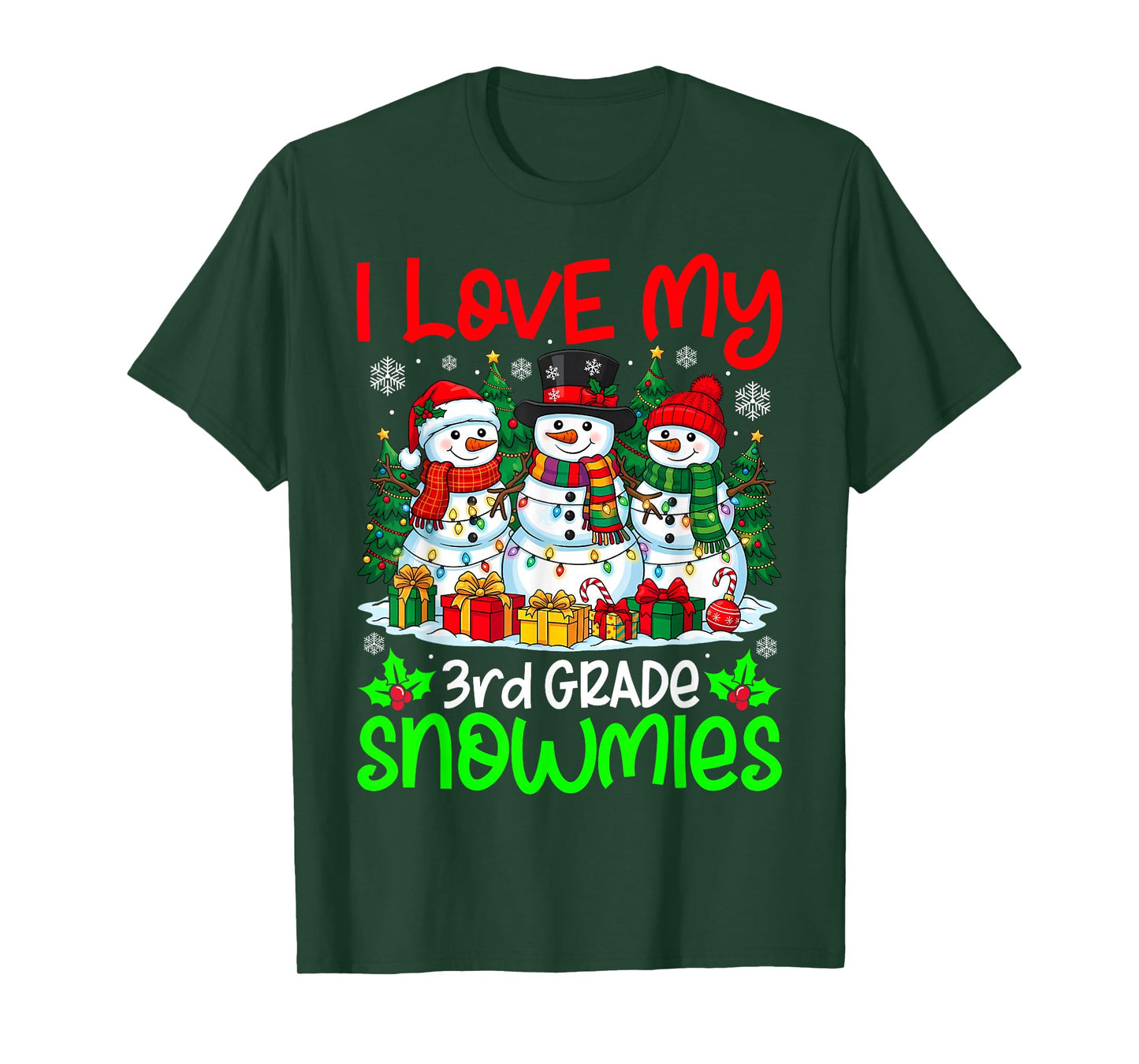 I Love My 3rd Grade Snowmies Christmas Teacher Students Xmas T-Shirt