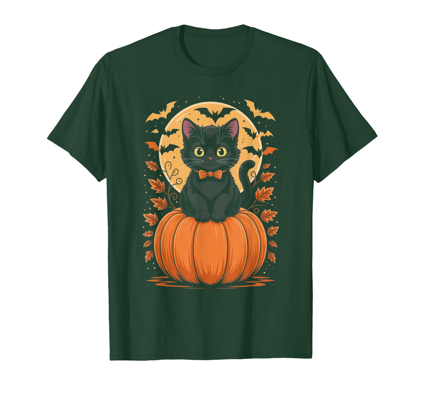 Retro Black Cat Pumpkin Halloween Costume Fall Autumn Gifts T-Shirt
