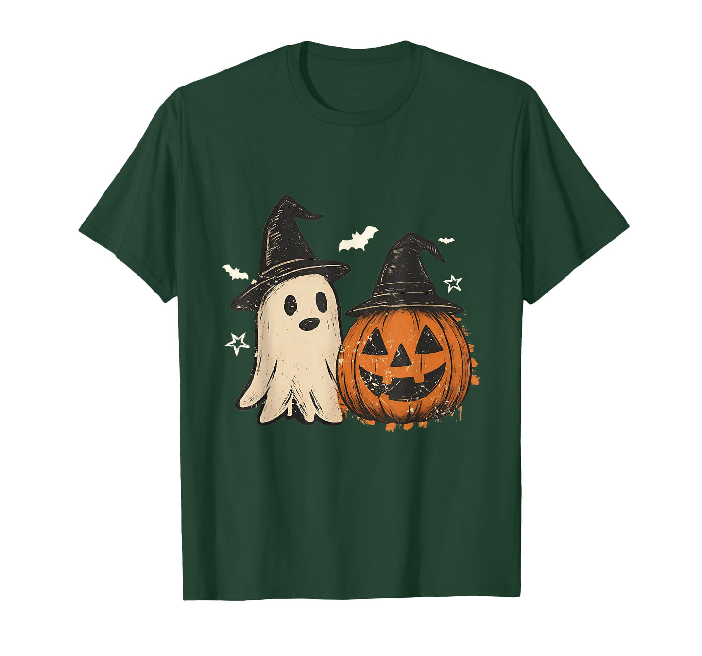 Spooky Ghost Halloween Preppy Floral Pumpkin Spooky Season T-Shirt