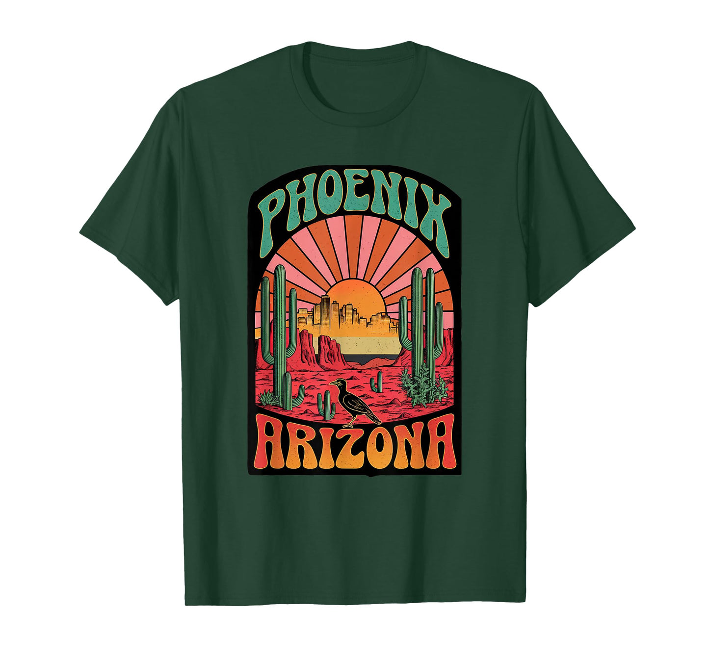 Vintage Phoenix Arizona Skyline Cityscape Retro Style T-Shirt