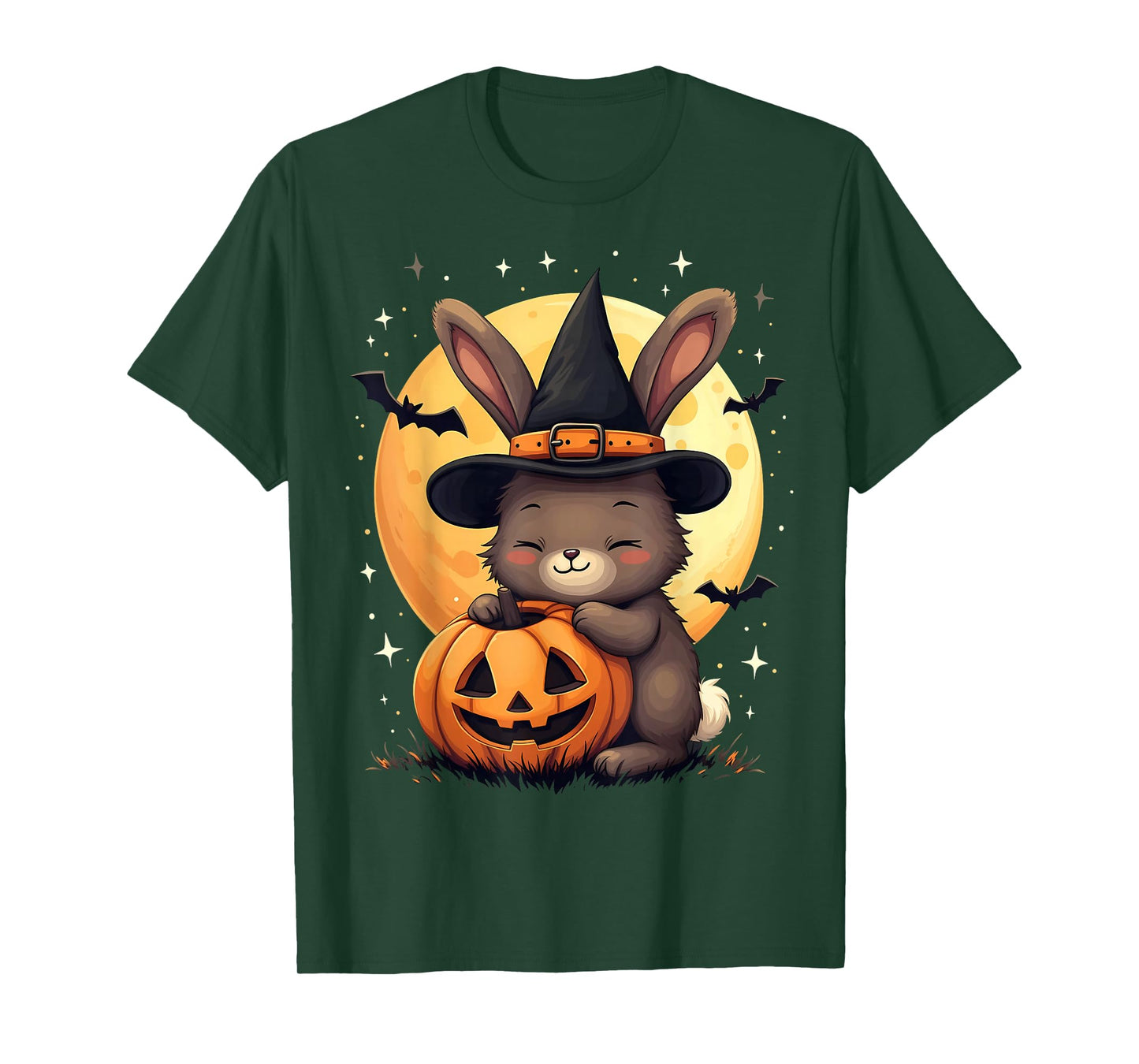 Halloween Bunny Witch Hat Pumpkin Spooky T-Shirt