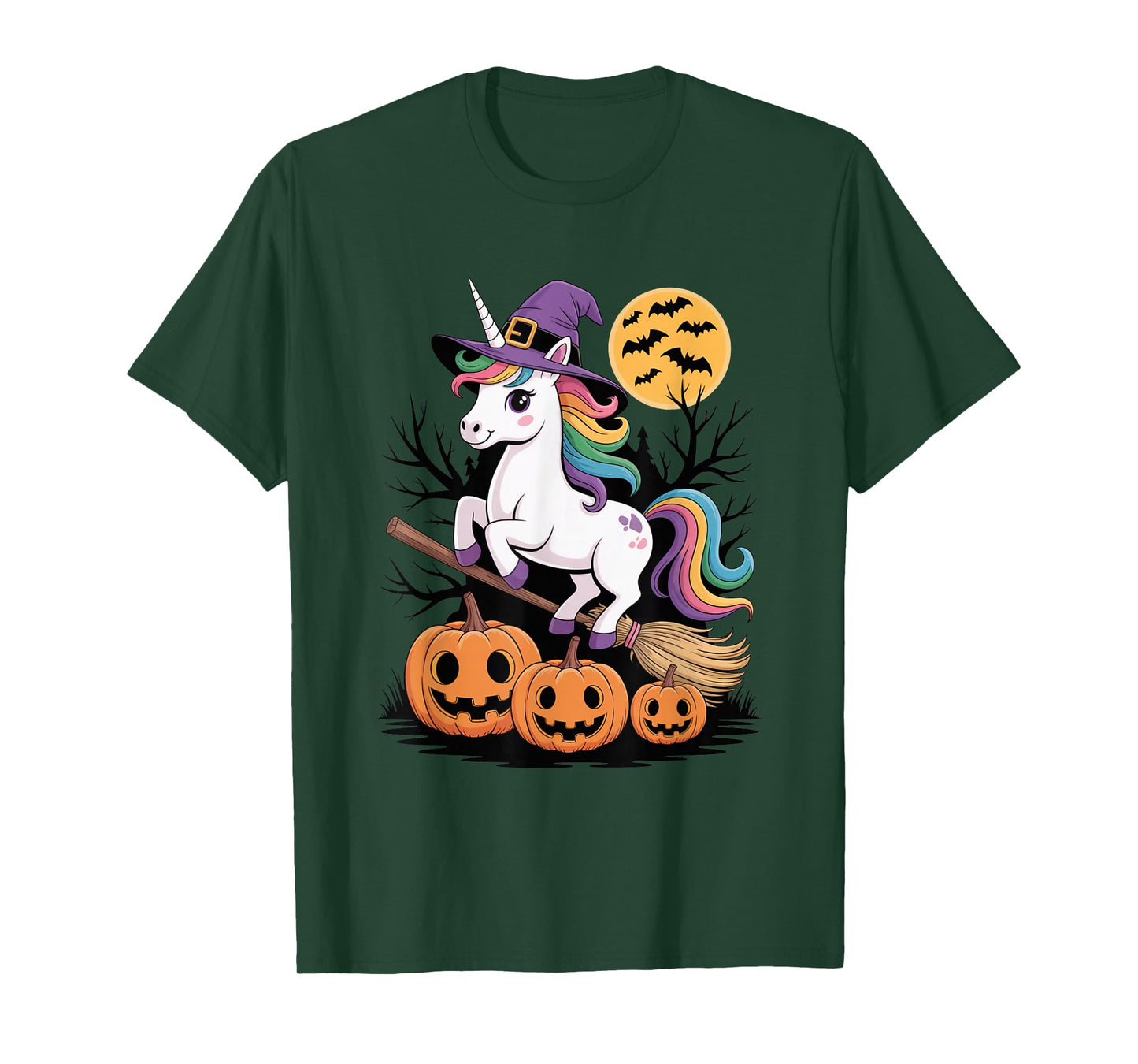 Spooky Witch Unicorn Halloween Pumpkin Funny Sports Humor T-Shirt