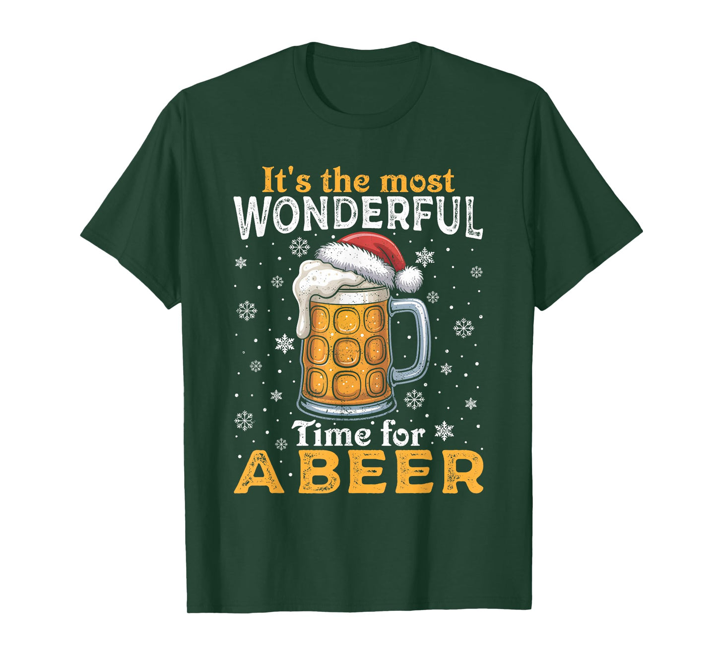 Funny Christmas Pajama Outfit Men Women Beer Mug Santa Hat T-Shirt