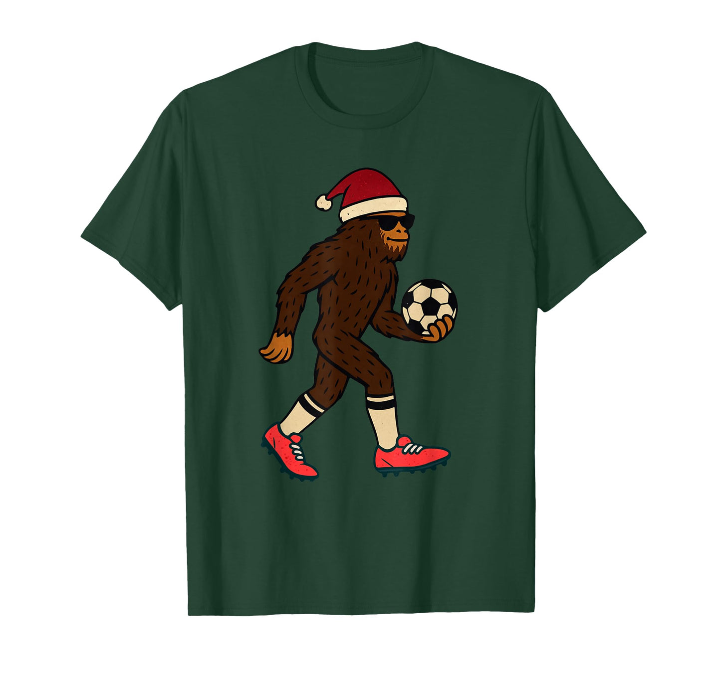 Sasquatch Playing Soccer Christmas Vintage Funny Xmas T-Shirt
