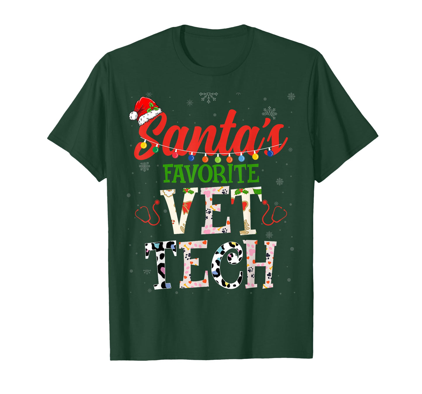 Santa's Favorite Vet Tech Vet Technician Christmas Vet Nurse T-Shirt
