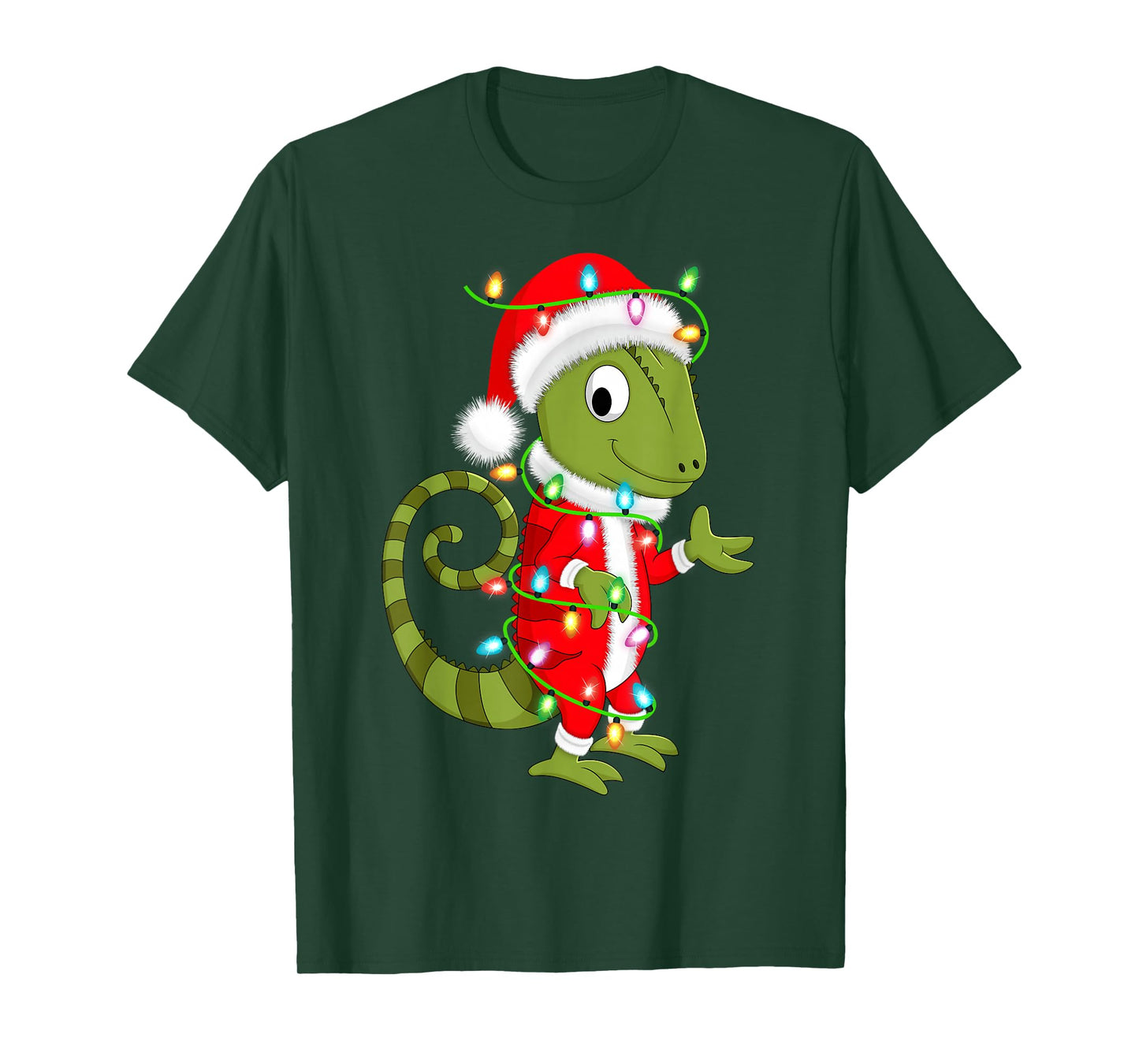 Chameleon Christmas Lights Santa Costume Cute Animal Xmas T-Shirt