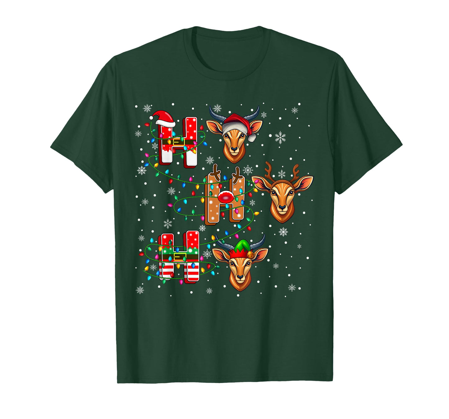 Ho Ho Ho Santa Reindeer Hat Elf Chamois Animal Christmas T-Shirt