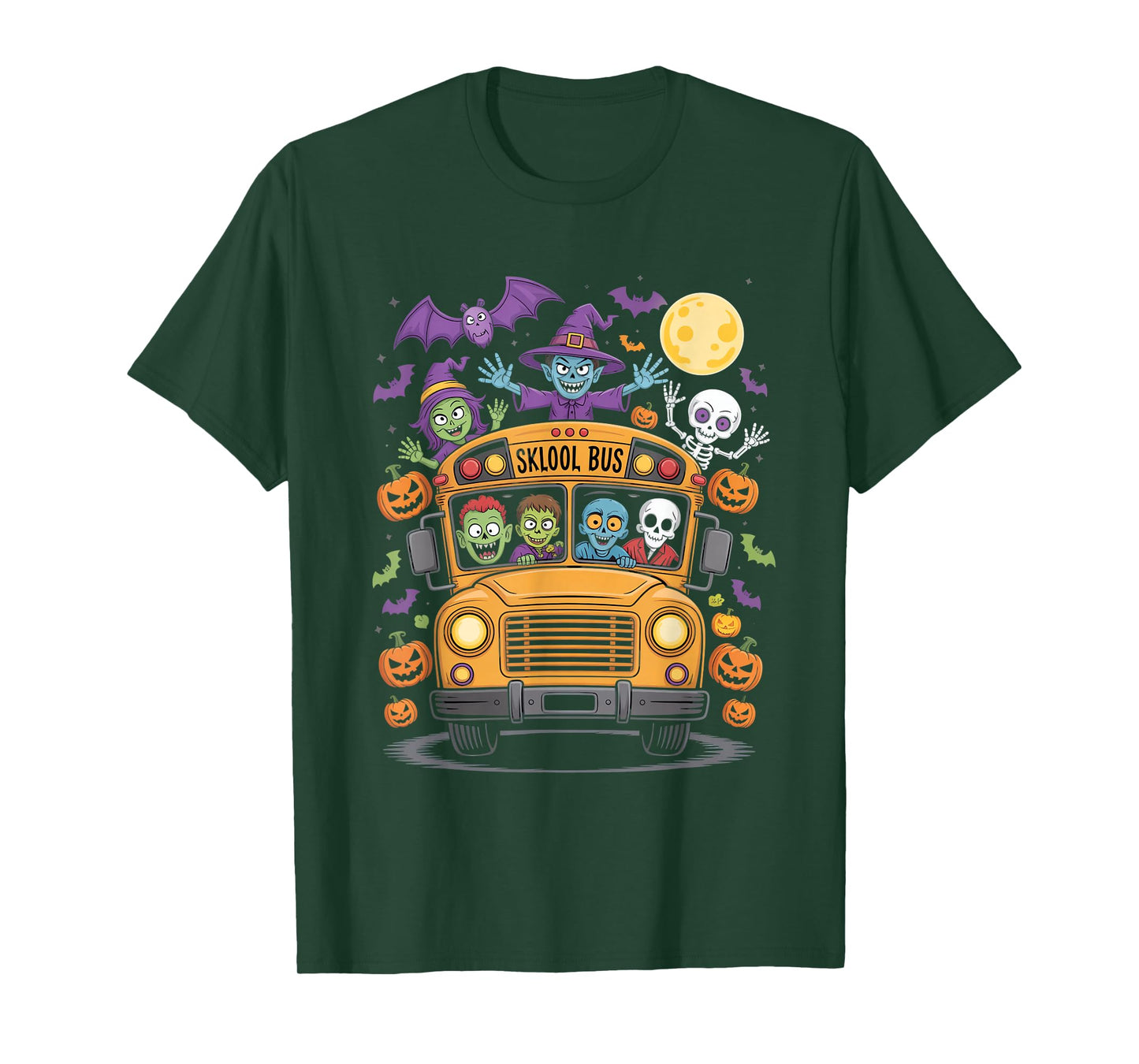 Halloween Sklool Bus Monster Kids Spooky Ride Night T-Shirt