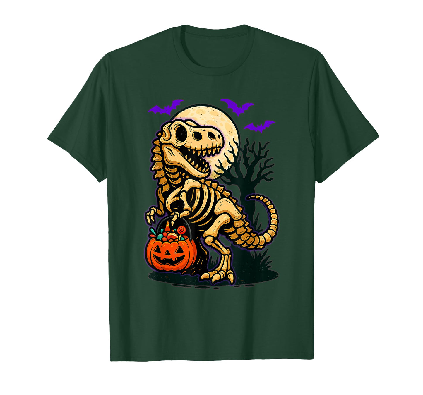Dinosaur Skeleton Trick Or Treat Halloween T-rex Boys Girls T-Shirt