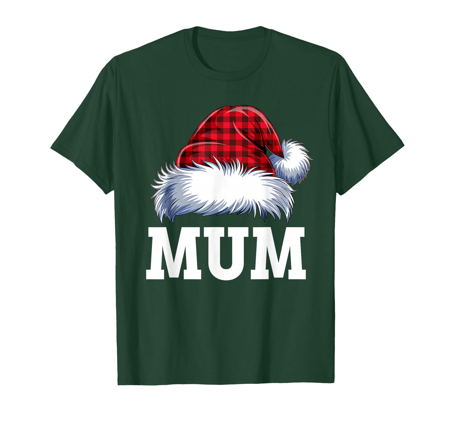 Mum Santa Red Plaid Christmas Family Matching Pajamas Xmas T-Shirt