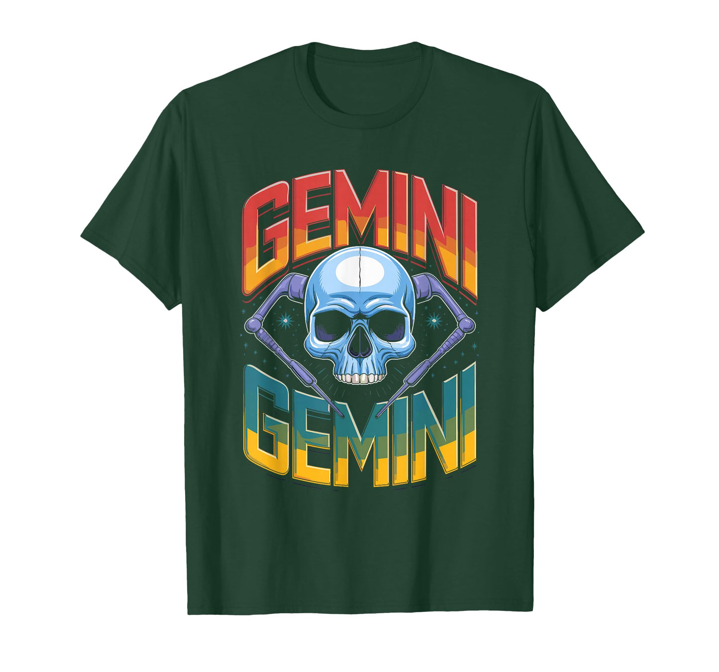 Gemini Witchcraft Zodiac Signs Art Skull Constellation T-Shirt