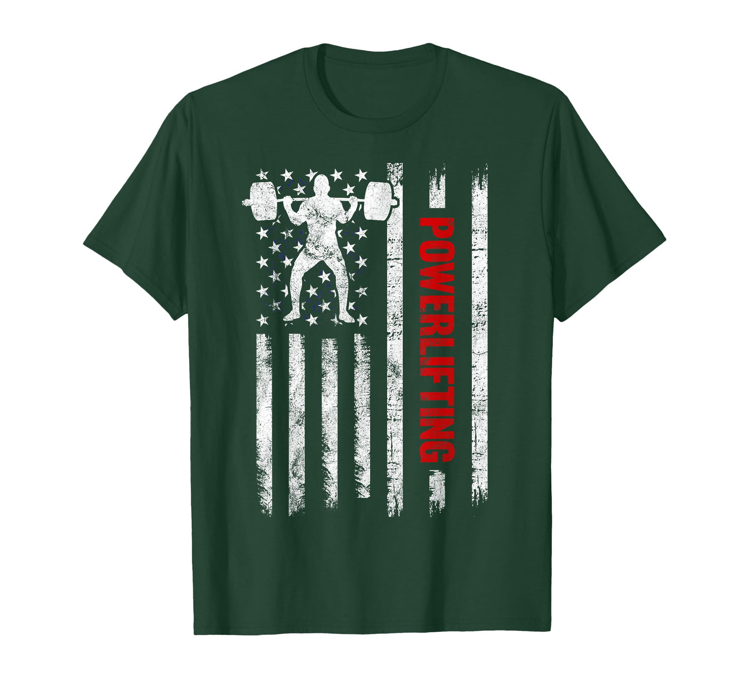 Strongman Gym Workout Powerlifting American Flag T-Shirt