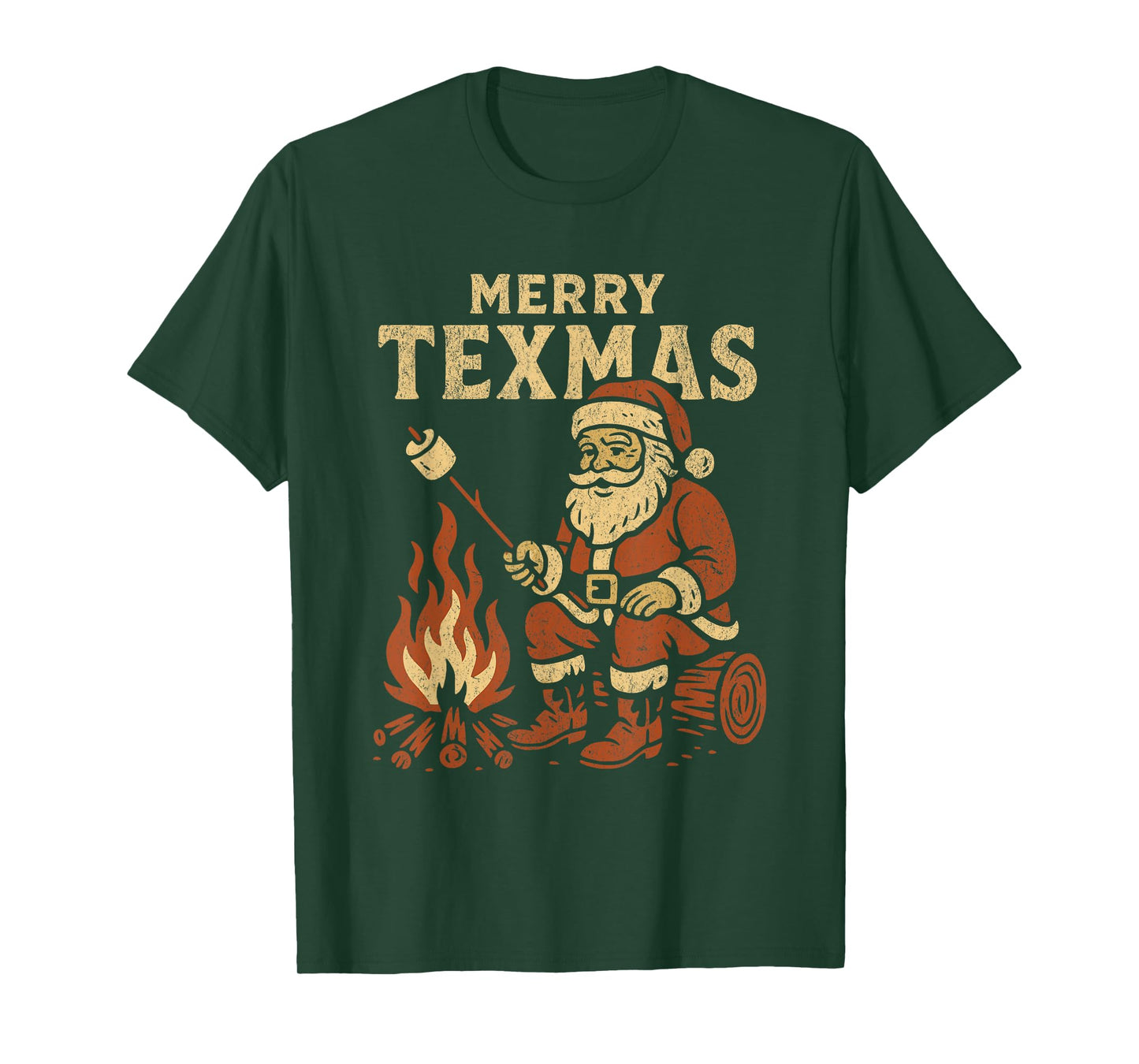 Merry Texmas Vintage Santa Roasting Marshmallows T-Shirt