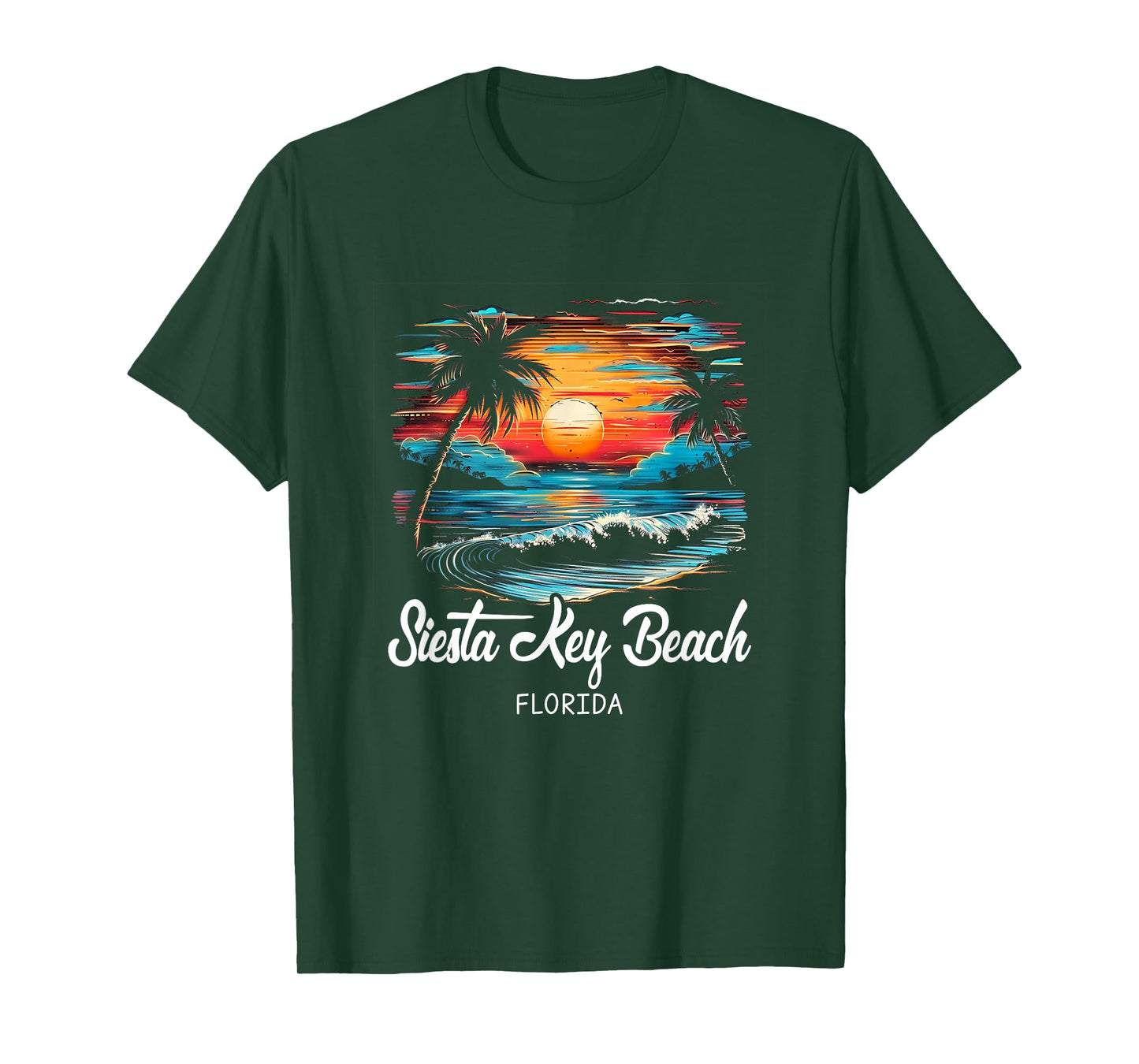 Family Vacation Retro Sunset Florida Siesta Key Beach T-Shirt