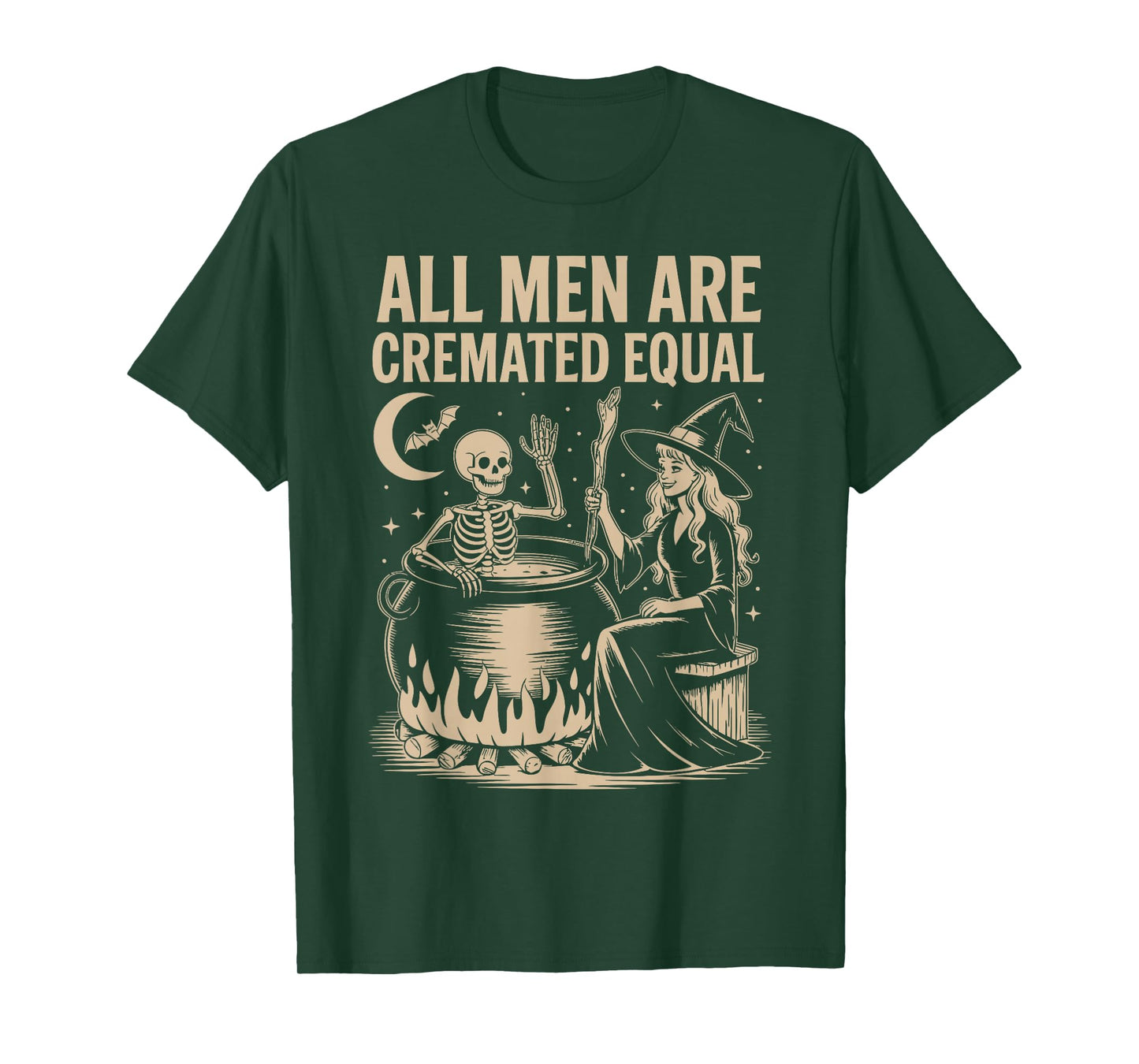 All Men are Cremated Equal Funny Halloween Witch Skeleton T-Shirt