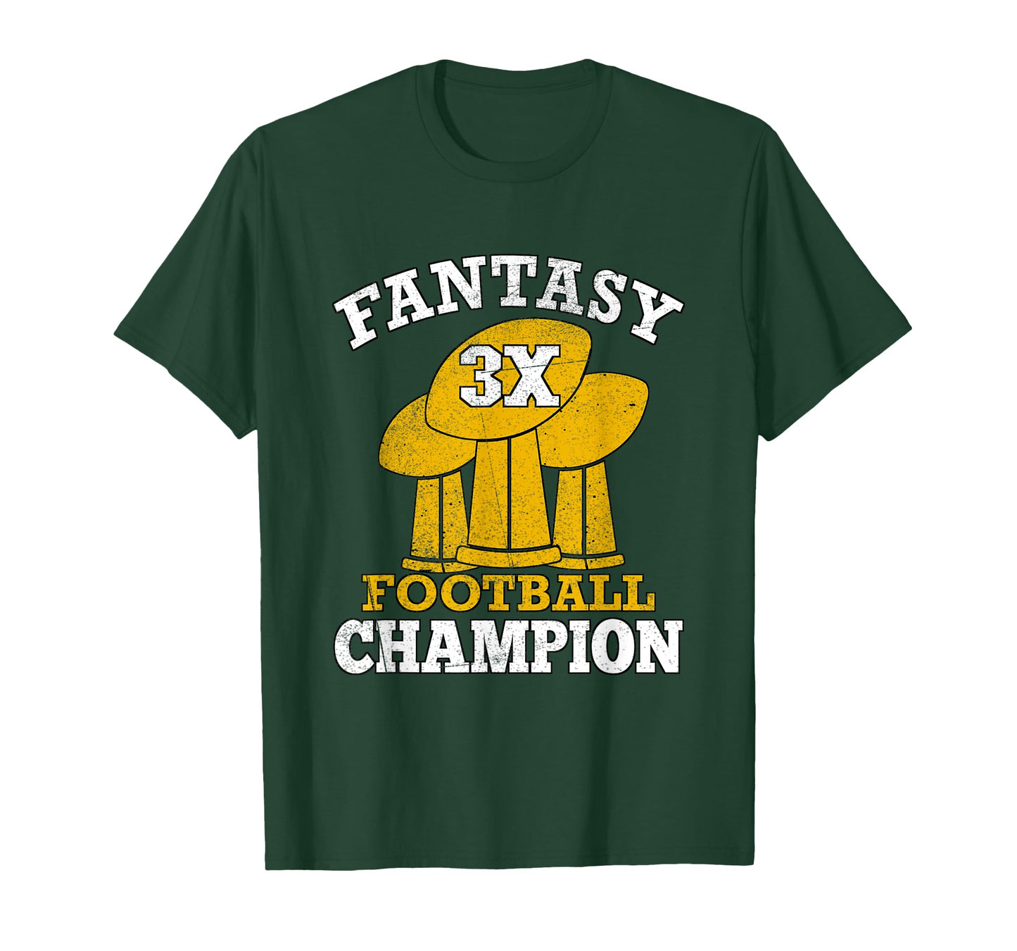 Fantasy Football 3x Champion Three Time Champ Fantasy Winner T-Shirt
