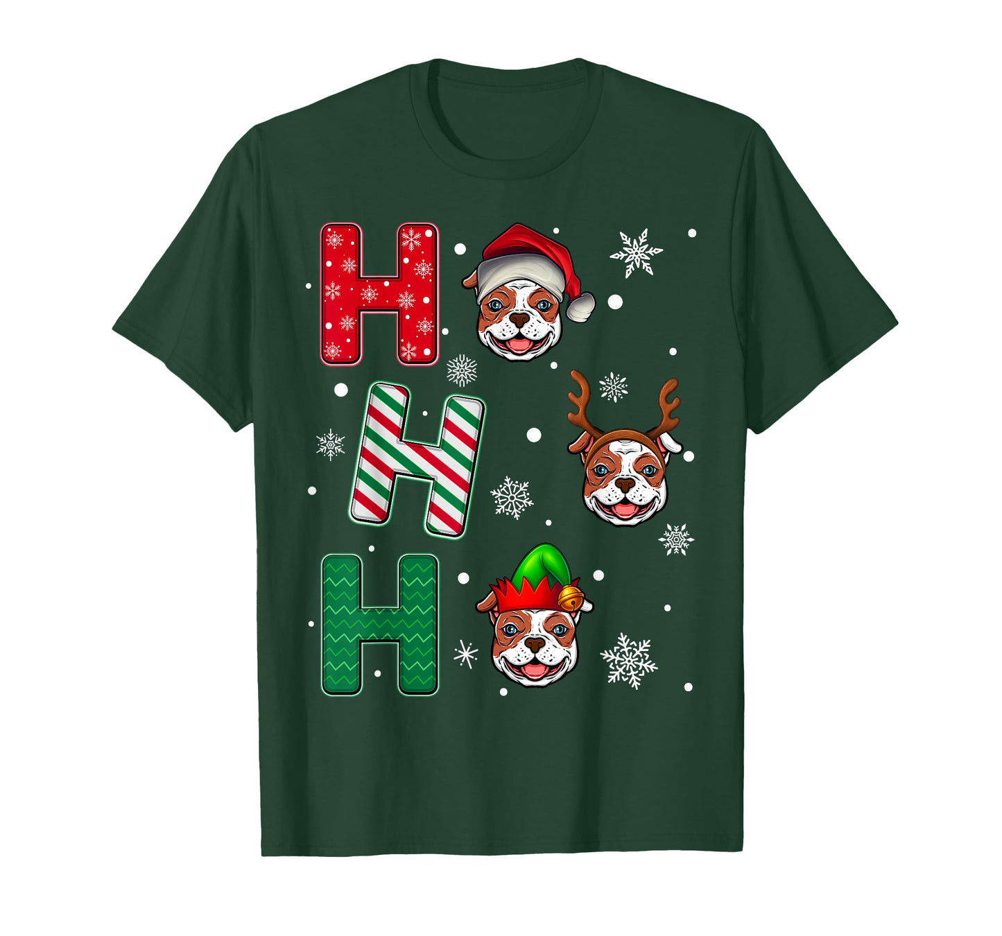 Ho Ho Ho American Bulldog Dog Lover Christmas Santa Elf Xmas T-Shirt