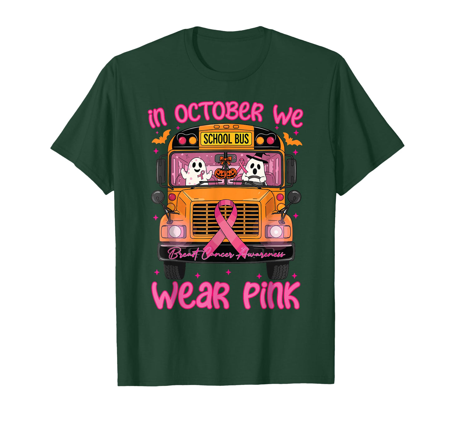 Halloween October We Wear Pink Breast Cancer Awareness Ghost T-Shirt