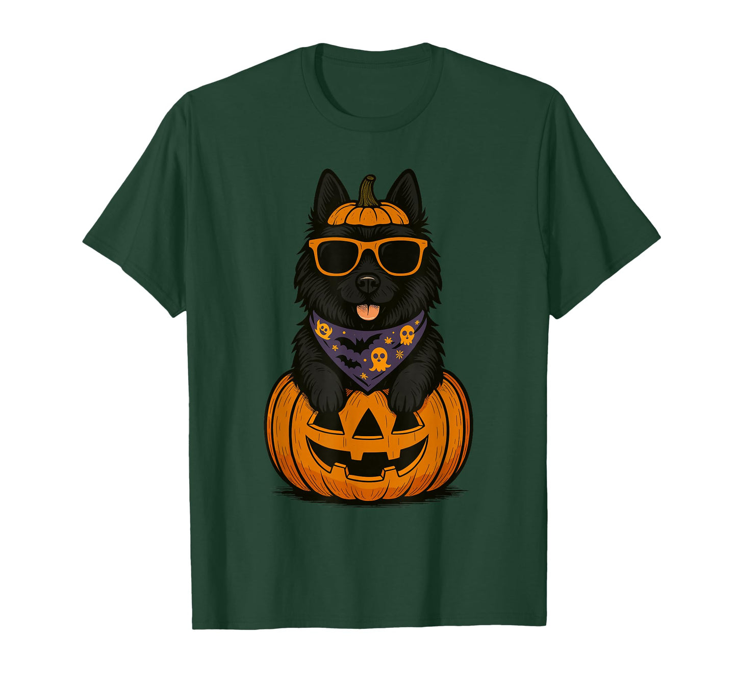 Spooky Schipperke Pumpkin Halloween Dog Lover T-Shirt