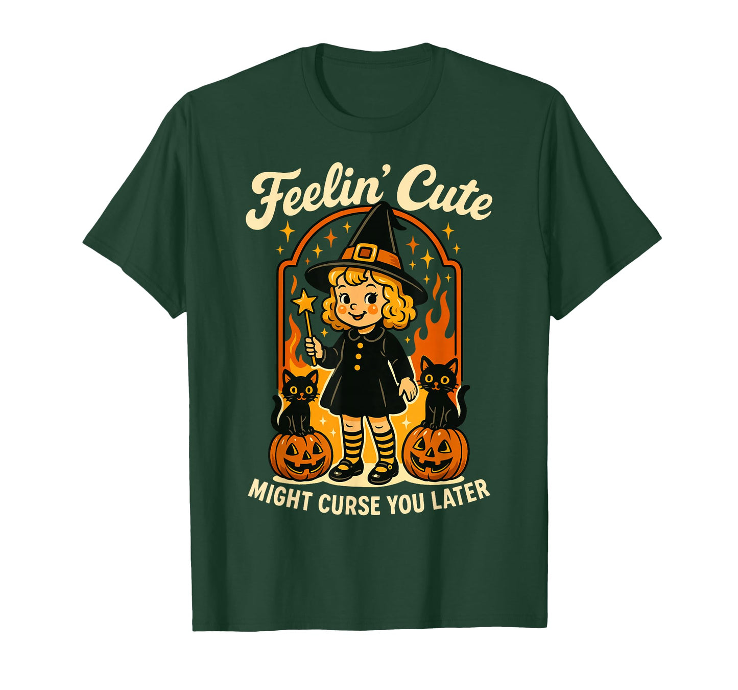 Feeling’s Cute Might Curse You Later Halloween Black Cat T-Shirt