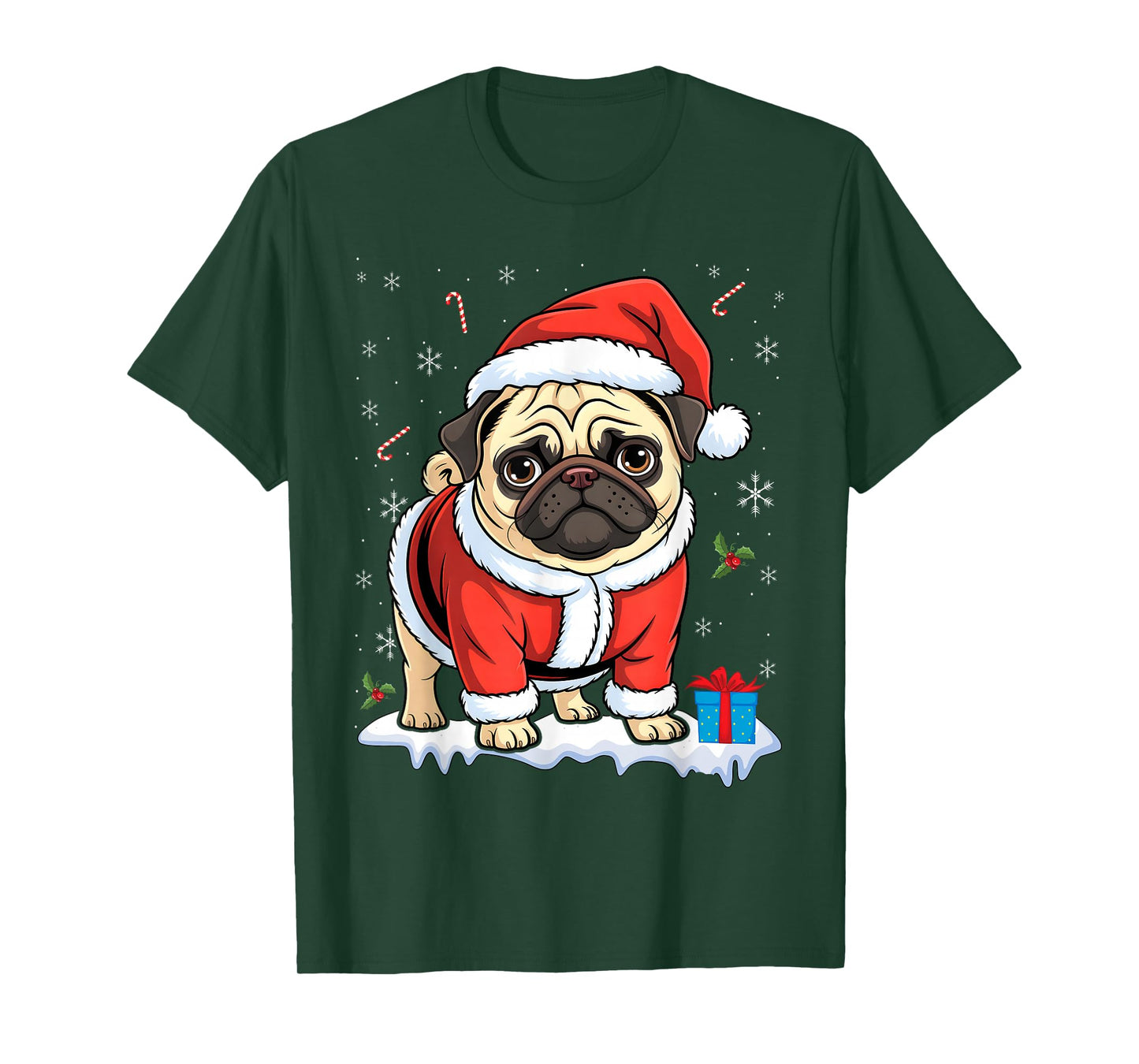 Pug Santa Costume Christmas Pajama Cute Dog Puppy Lover Xmas T-Shirt