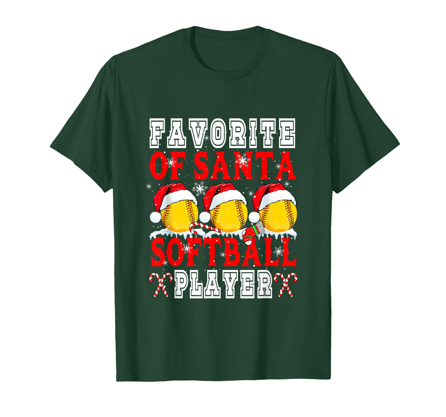 Favorite of Xmas Santa Funny Softball Player Matching Team T-Shirt