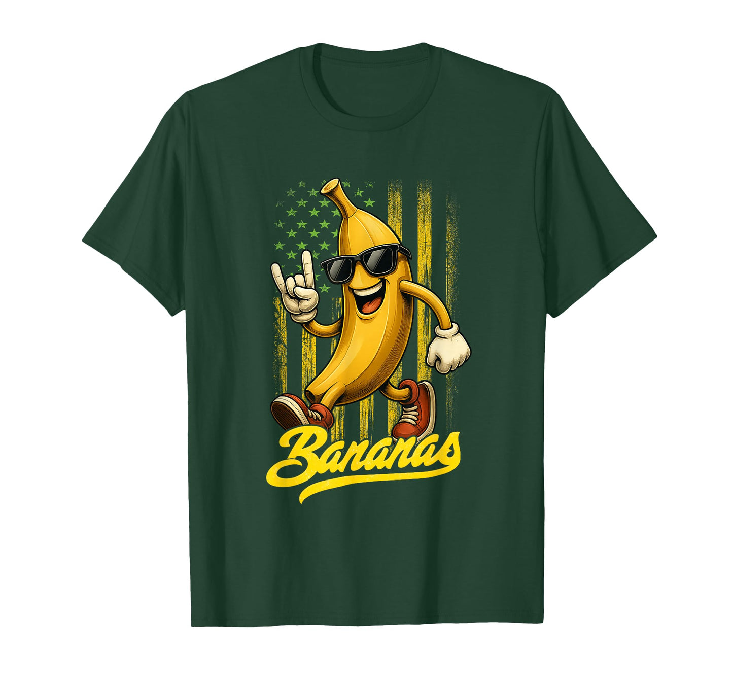 Funny Bananas Proud Name Retro American Flag Bananas Lover T-Shirt