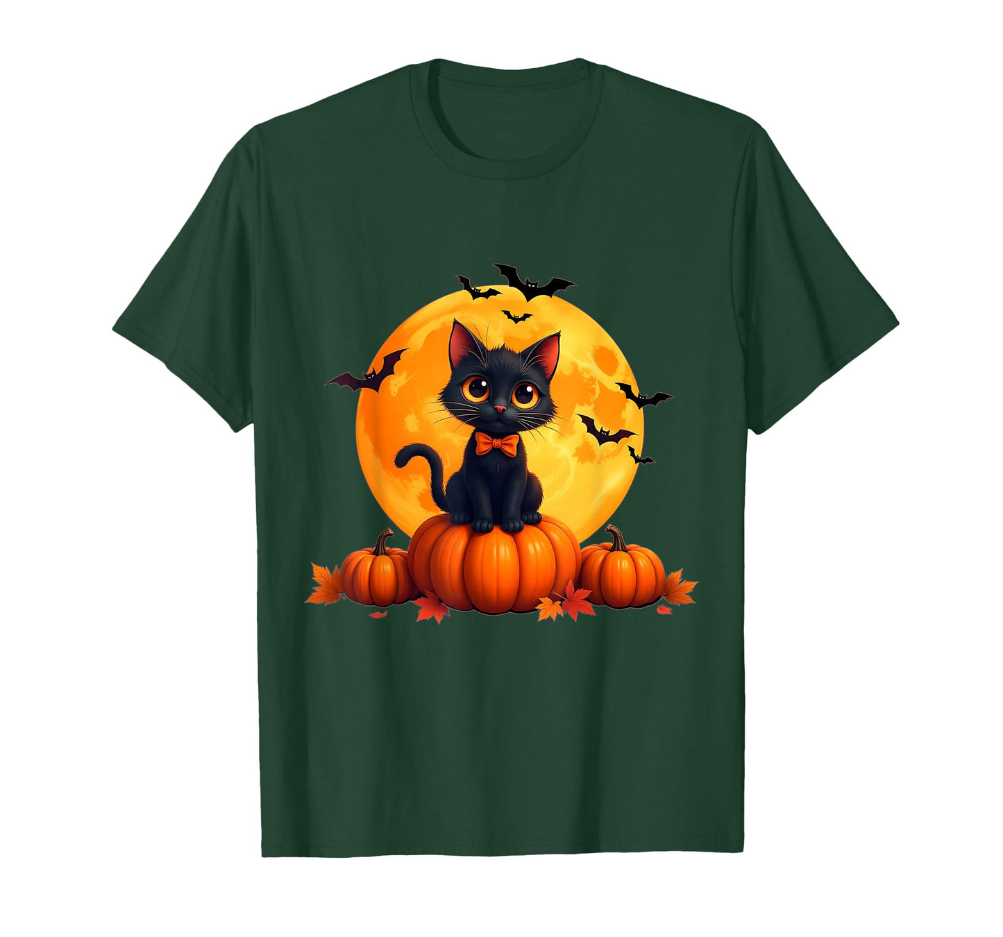 Retro Black Cat Pumpkin Halloween Costume Funny Men Women T-Shirt