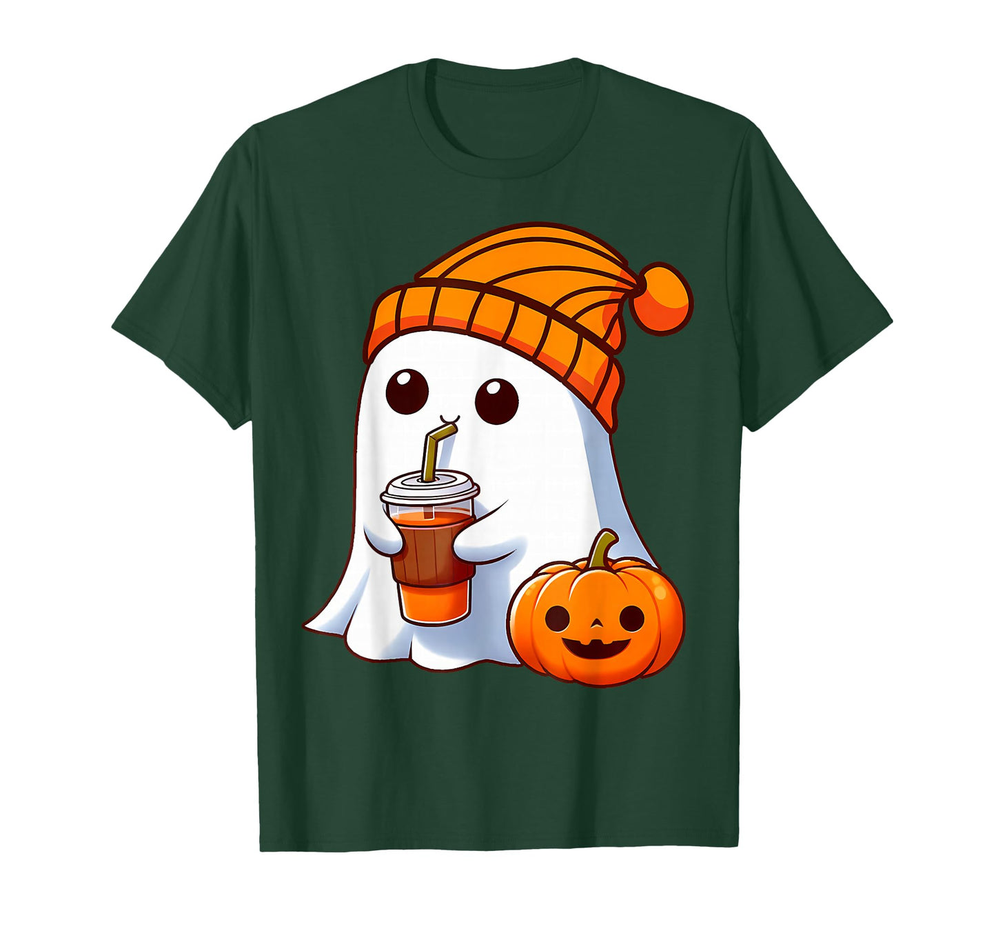 Halloween Costume Ghost Drinking Pumpkin Men Women Girls T-Shirt