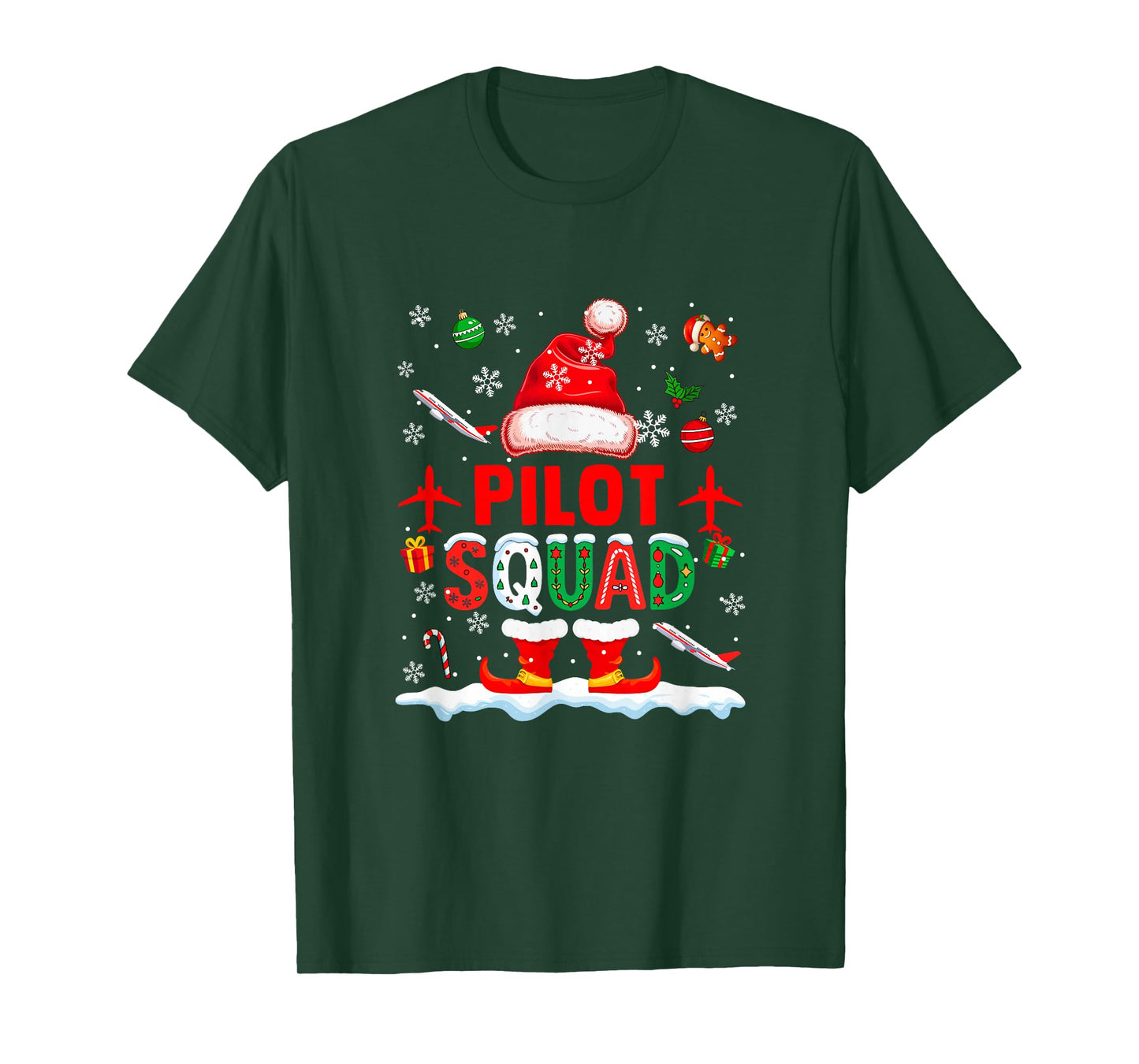 Pilot Squad Men Job Christmas Santa Costume Bow Tie T-Shirt