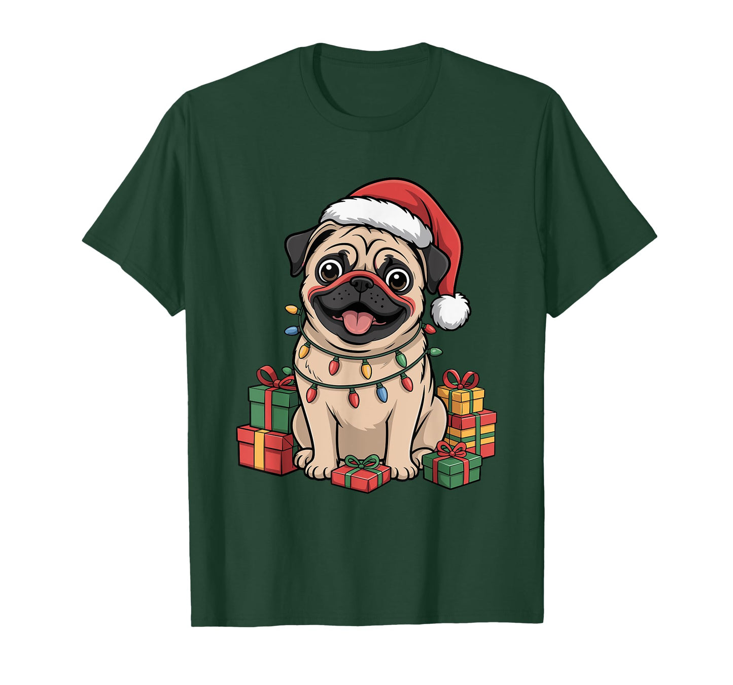 Cute Pug Christmas Xmas Design Funny Dog Lover Holiday T-Shirt