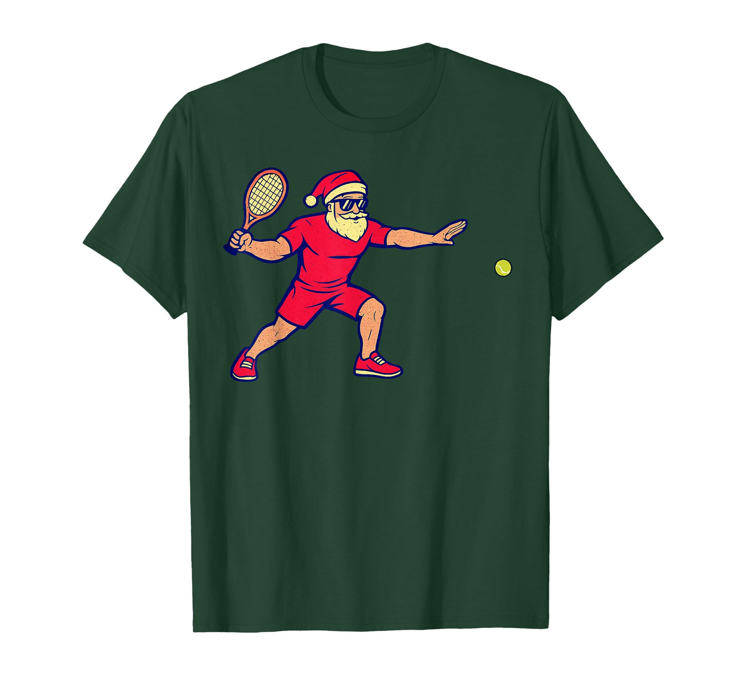 Santa Playing Tennis Christmas Vintage Funny Xmas T-Shirt