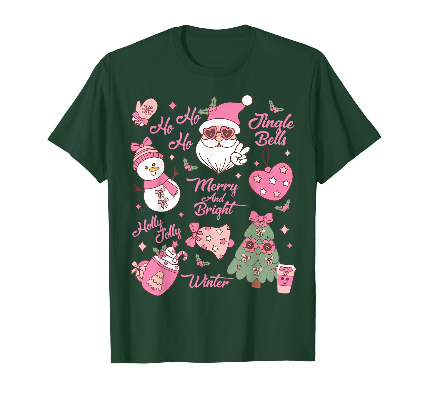Retro Groovy Santa Claus Christmas Vibes Womens Kids Girls T-Shirt