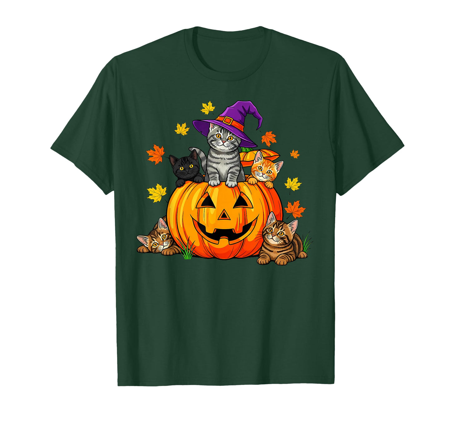 Halloween Cat Pumpkin Spooky Season Men Women Kids Cute T-Shirt
