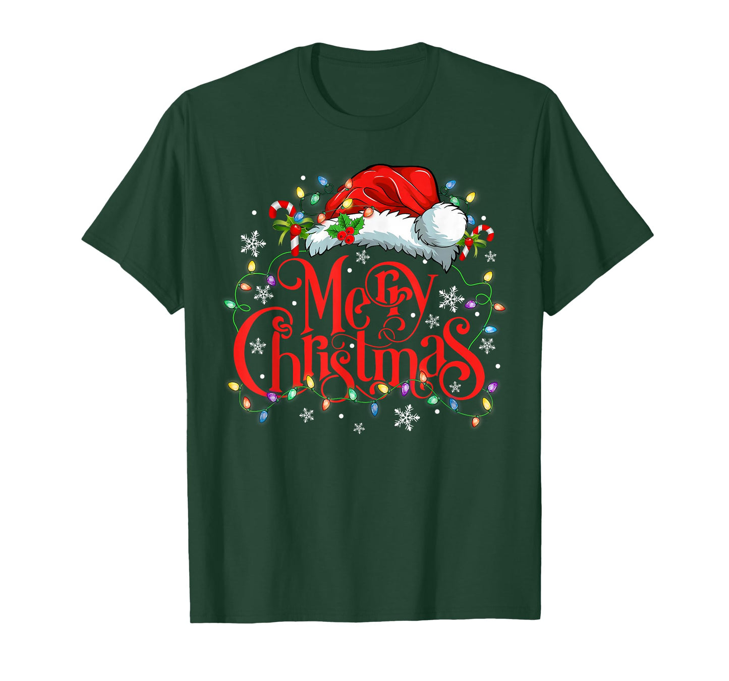 Merry Christmas Xmas Lights Santa Snowflake Holiday Family T-Shirt