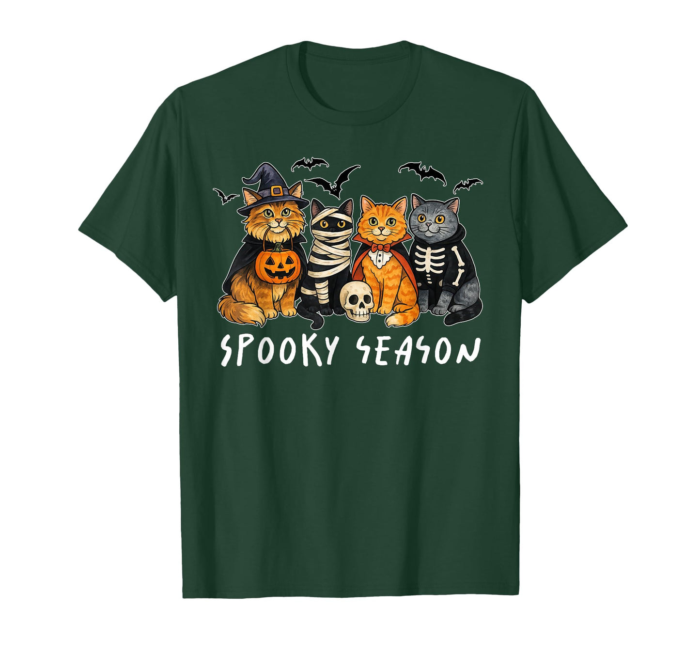 Spooky Season Black Cat Halloween Pumpkin Women Men Kids T-Shirt